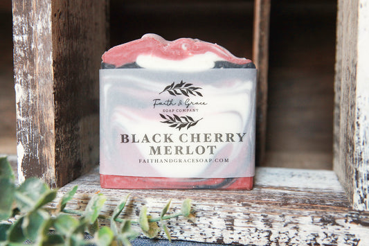 BLACK CHERRY MERLOT COLD PROCESS SOAP BY FAITH AND GRACE SOAP CO.