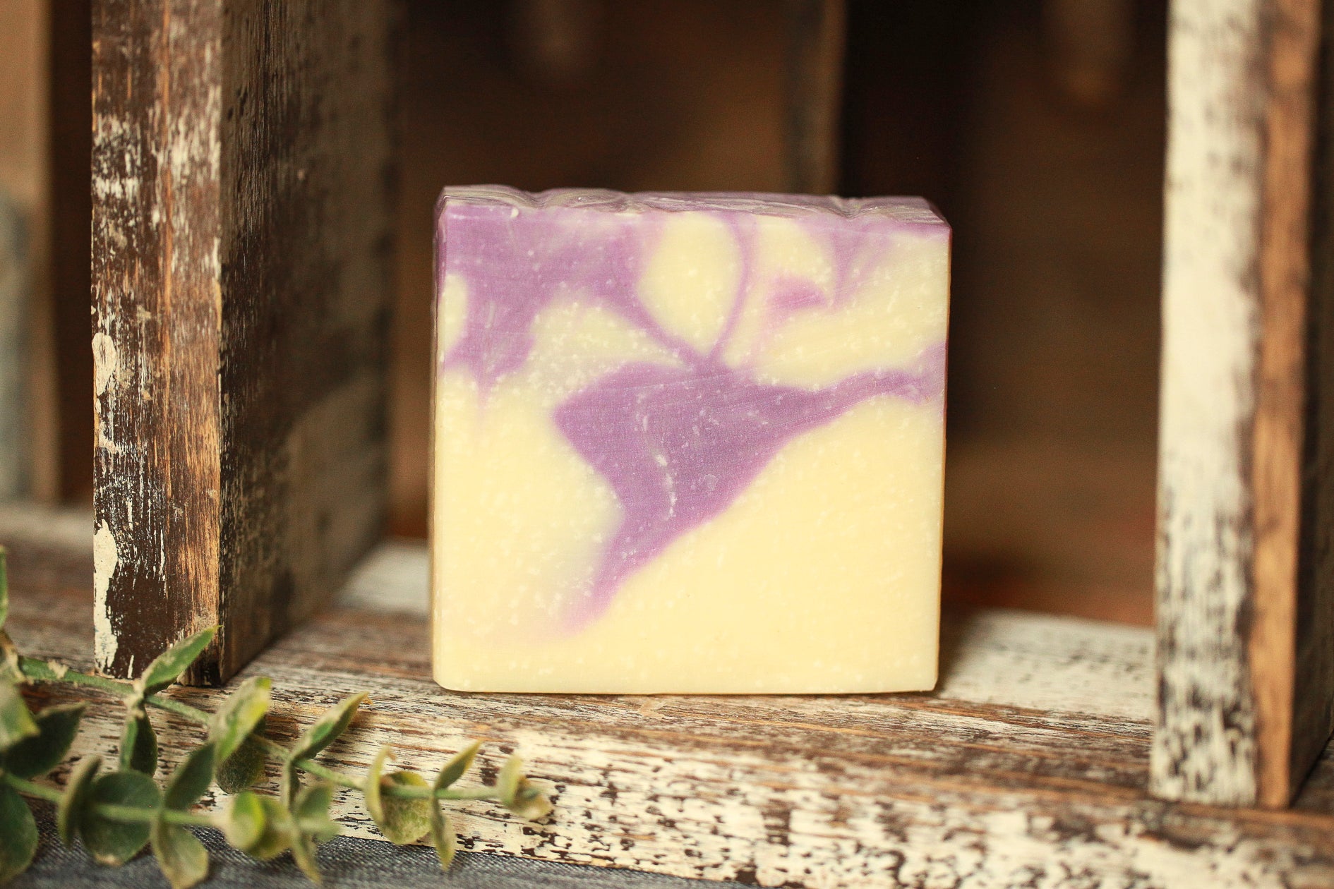 Lavender essential oil handmade cold process soap bar with shea butter and kaolin clay