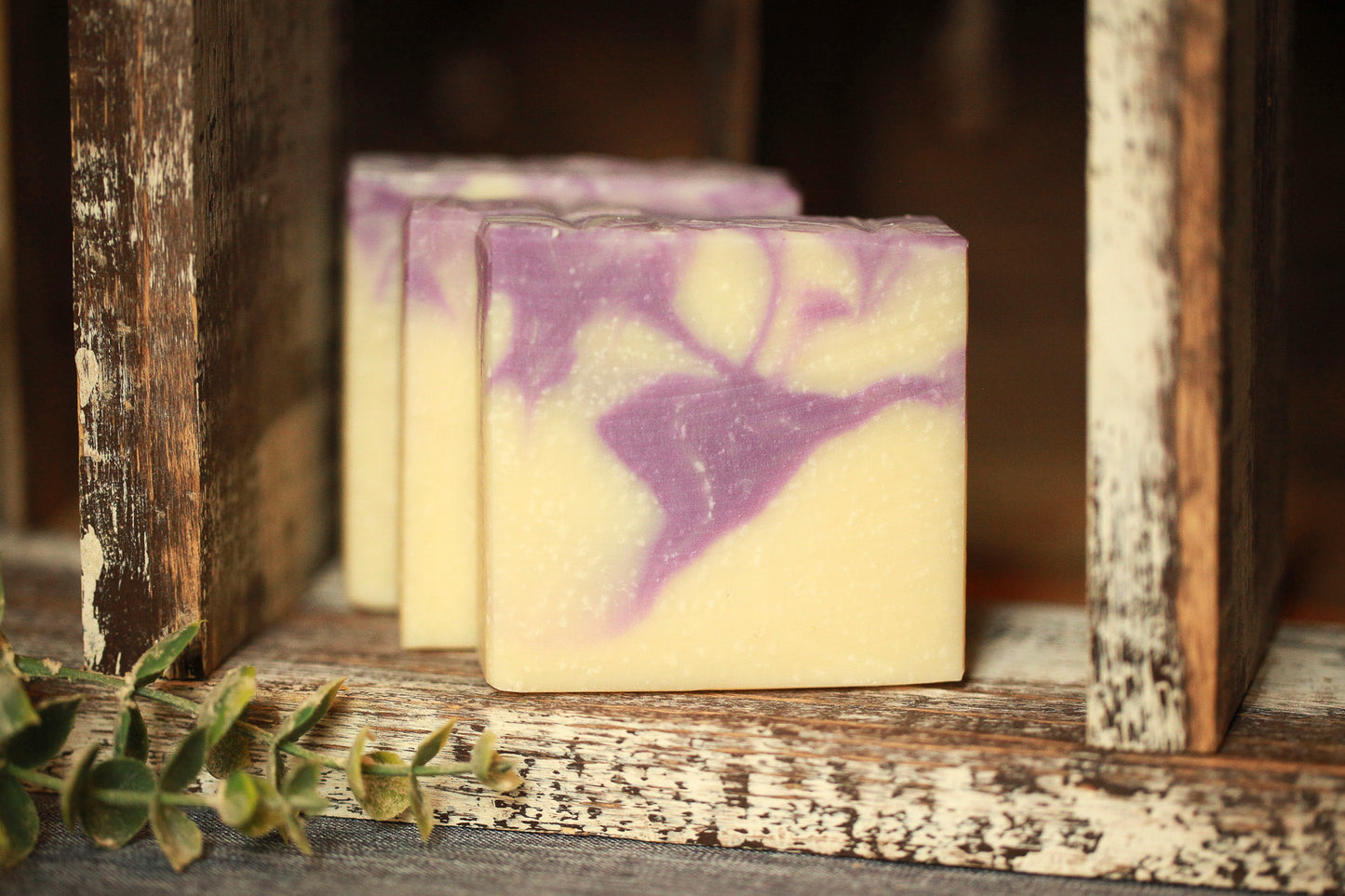Lavender essential oil handmade cold process soap bar with shea butter and kaolin clay