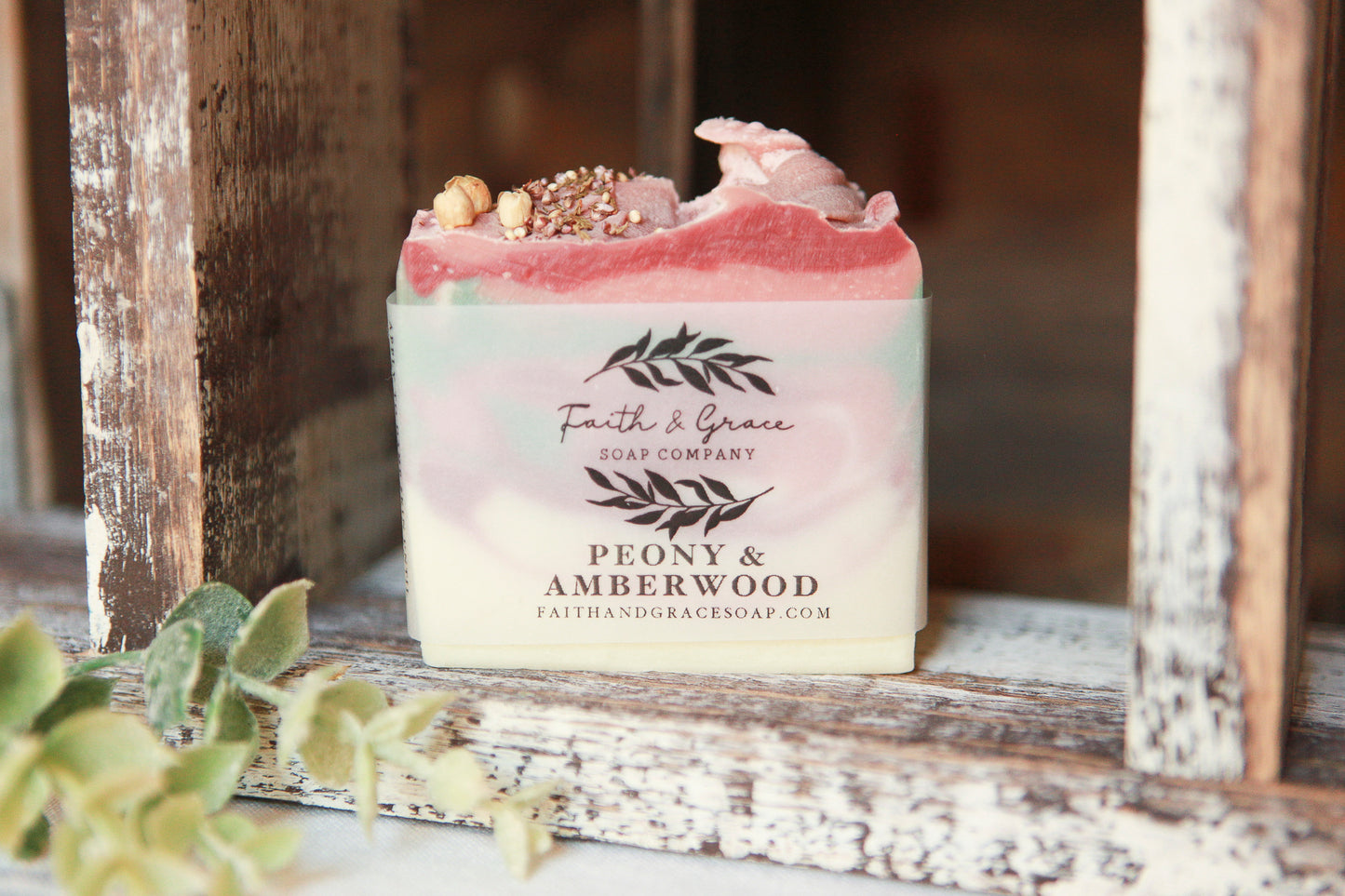 Peony and Amberwood Cold Process Soap by Faith and Grace Soap Co.