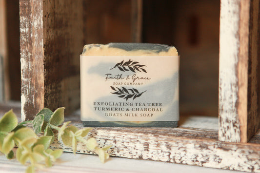 Tea Tree, Turmeric, and Charcoal Goats Milk Soap by Faith and Grace Soap Co.